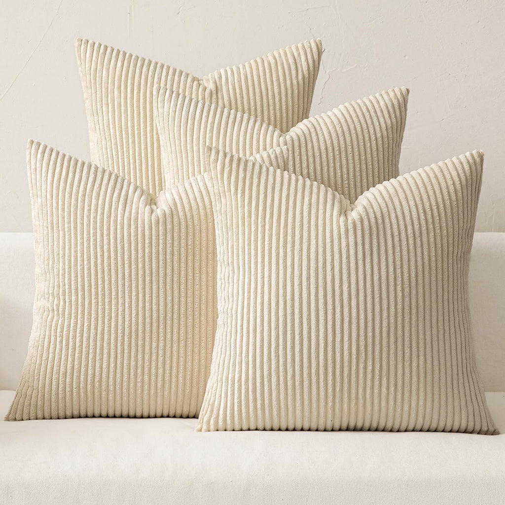 MIULEE Soft Corduroy Decorative Throw Pillow Covers Orange Teal 18x18