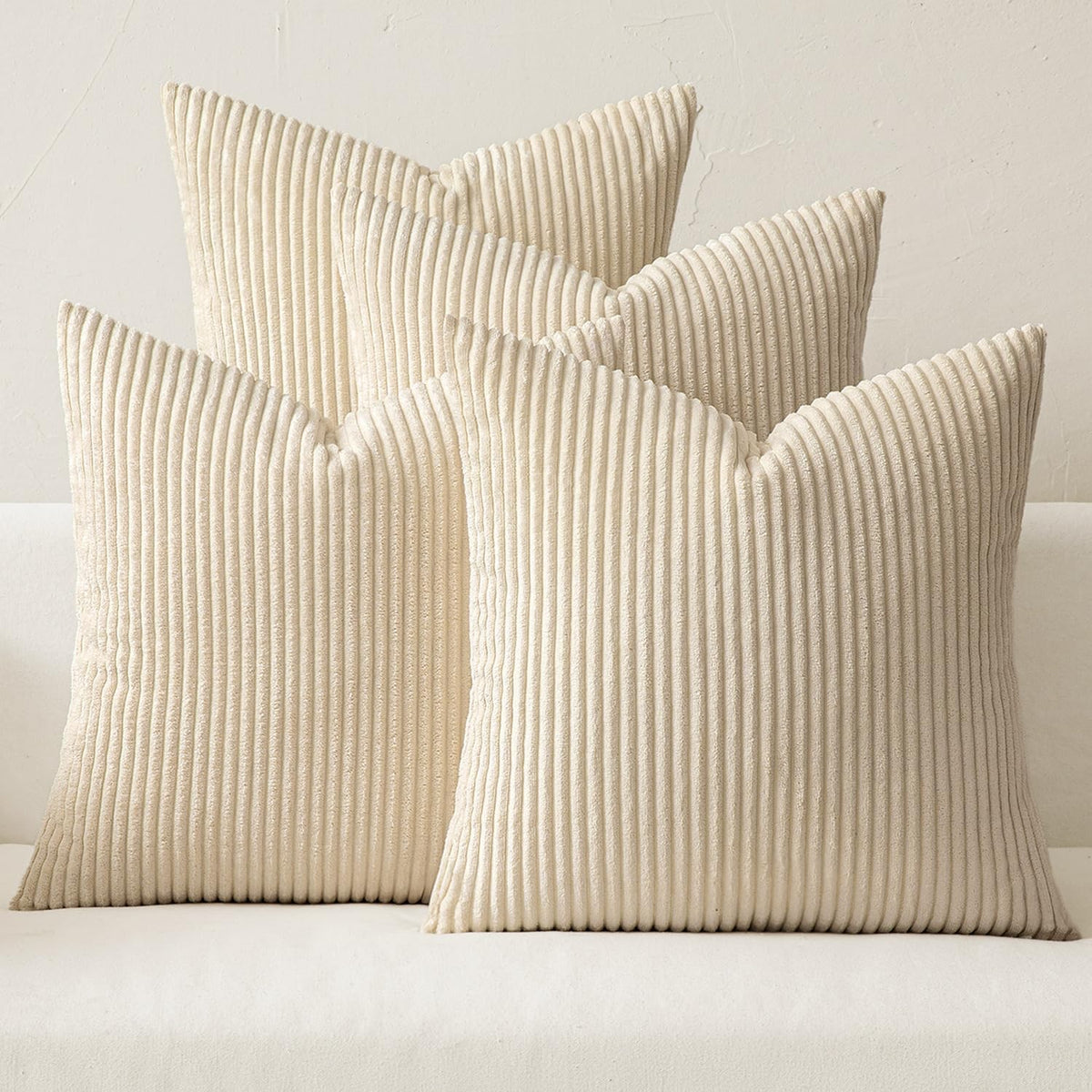 MIULEE Soft Corduroy Decorative Throw Pillow Covers Orange Teal 18x18