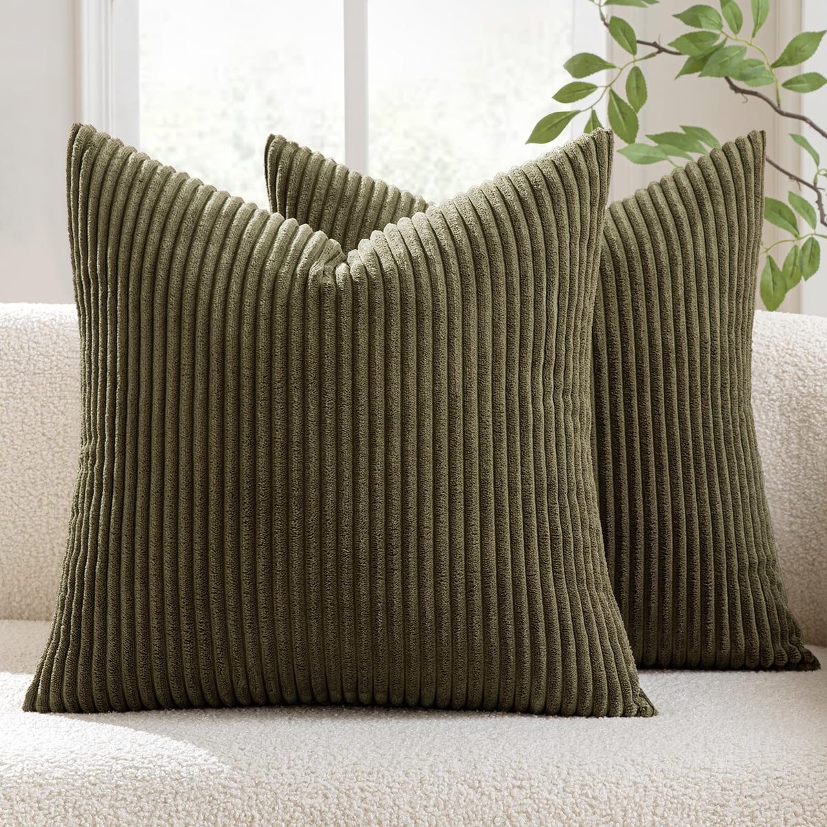 MIULEE Fall Decorative Corduroy Throw Pillow Covers Set of 2 20x20 Orange