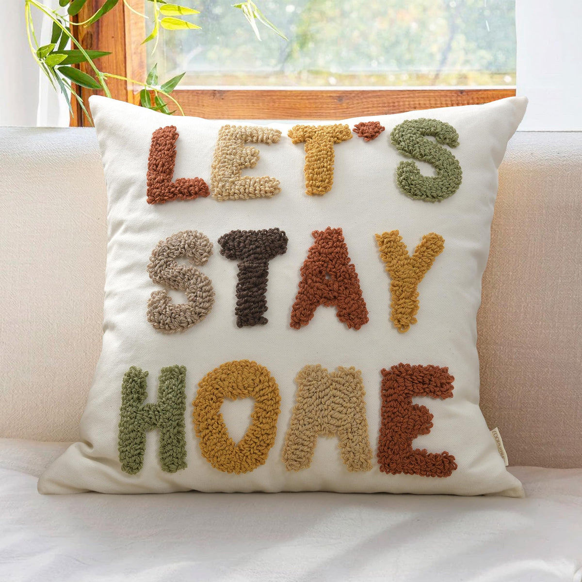 Boho Pillow Covers 18X18 Inch Boho Tufted Throw Pillow Covers Decorative Tassels Cushion Cover Farmhouse Pillow Case for Couch Sofa Bed Living Room Bedroom, Green