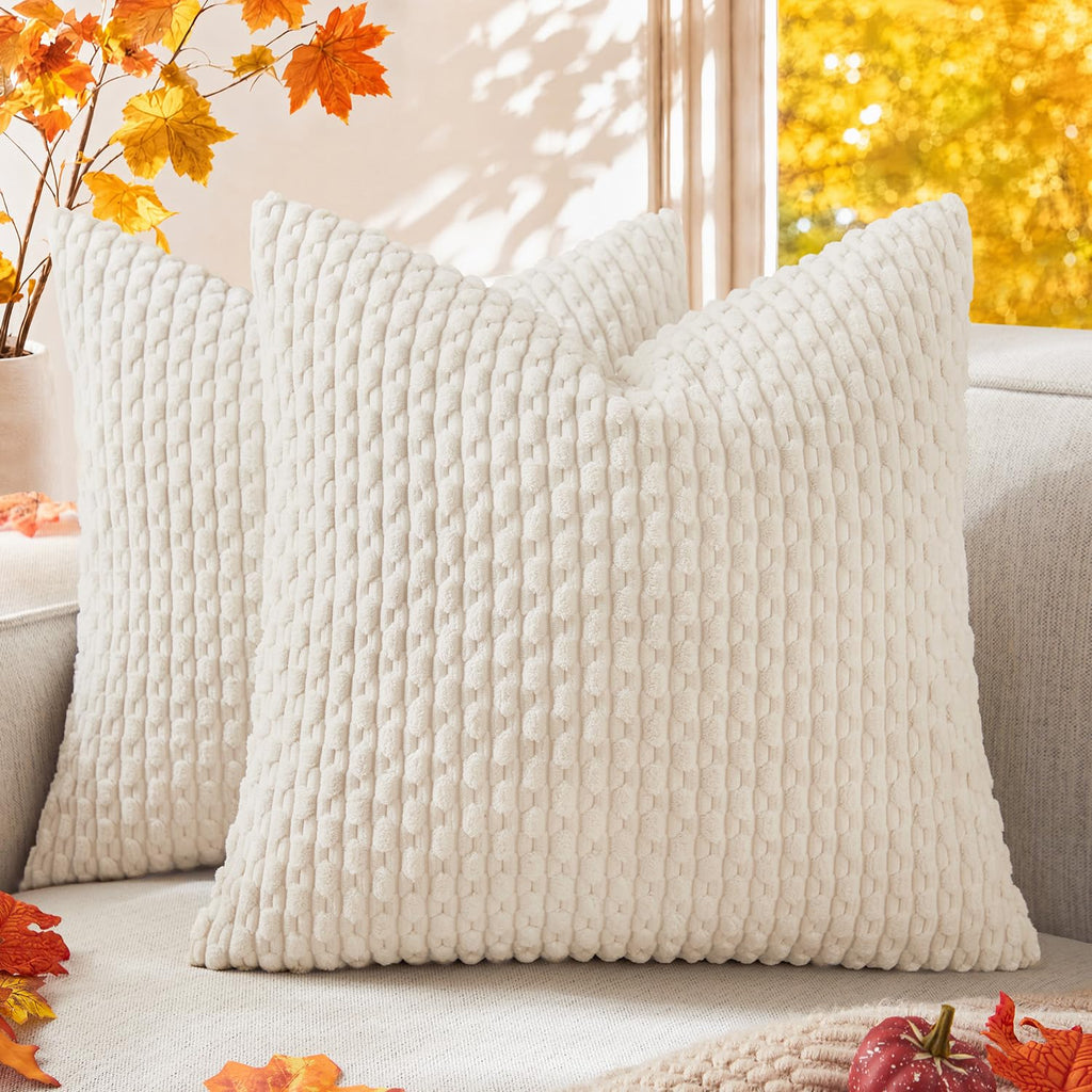 Kevin Textile Soft Corduroy 18x18 Inch Pillow Covers 2 Pack, Sage Green