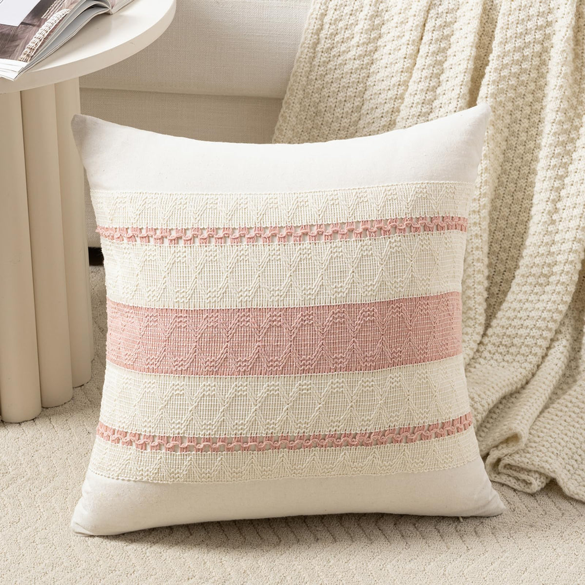 Fancy Homi Set of 1 Sage Green Boho Lumbar Decorative Throw Pillow Covers 12x20 Inch for Living Room Bedroom Couch Bed Chair, Rustic Retro Cushion Case, Bohemian Room Home Decor