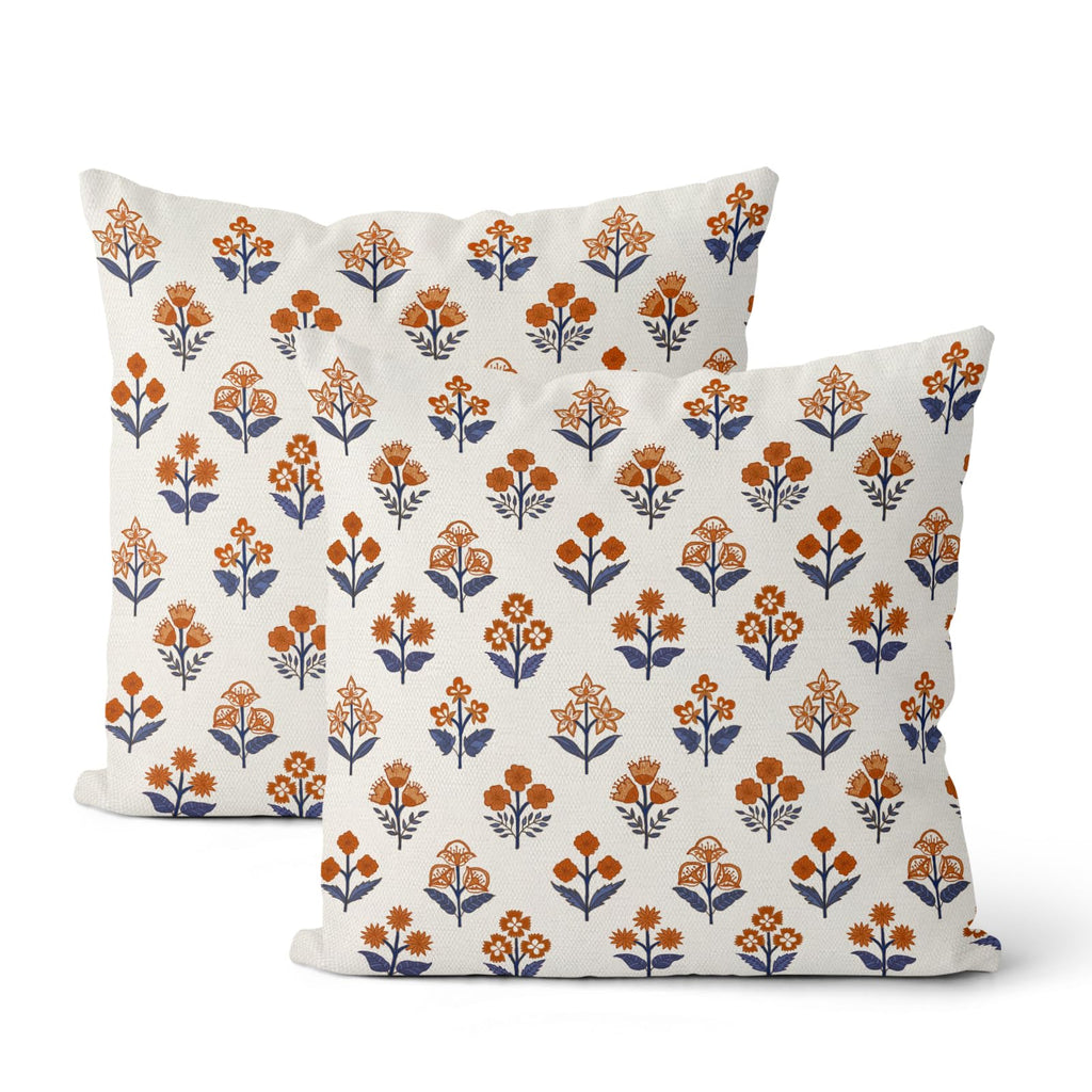 Floral Outdoor Pillow Covers 18x18 Inch Set of 2 Blue Green