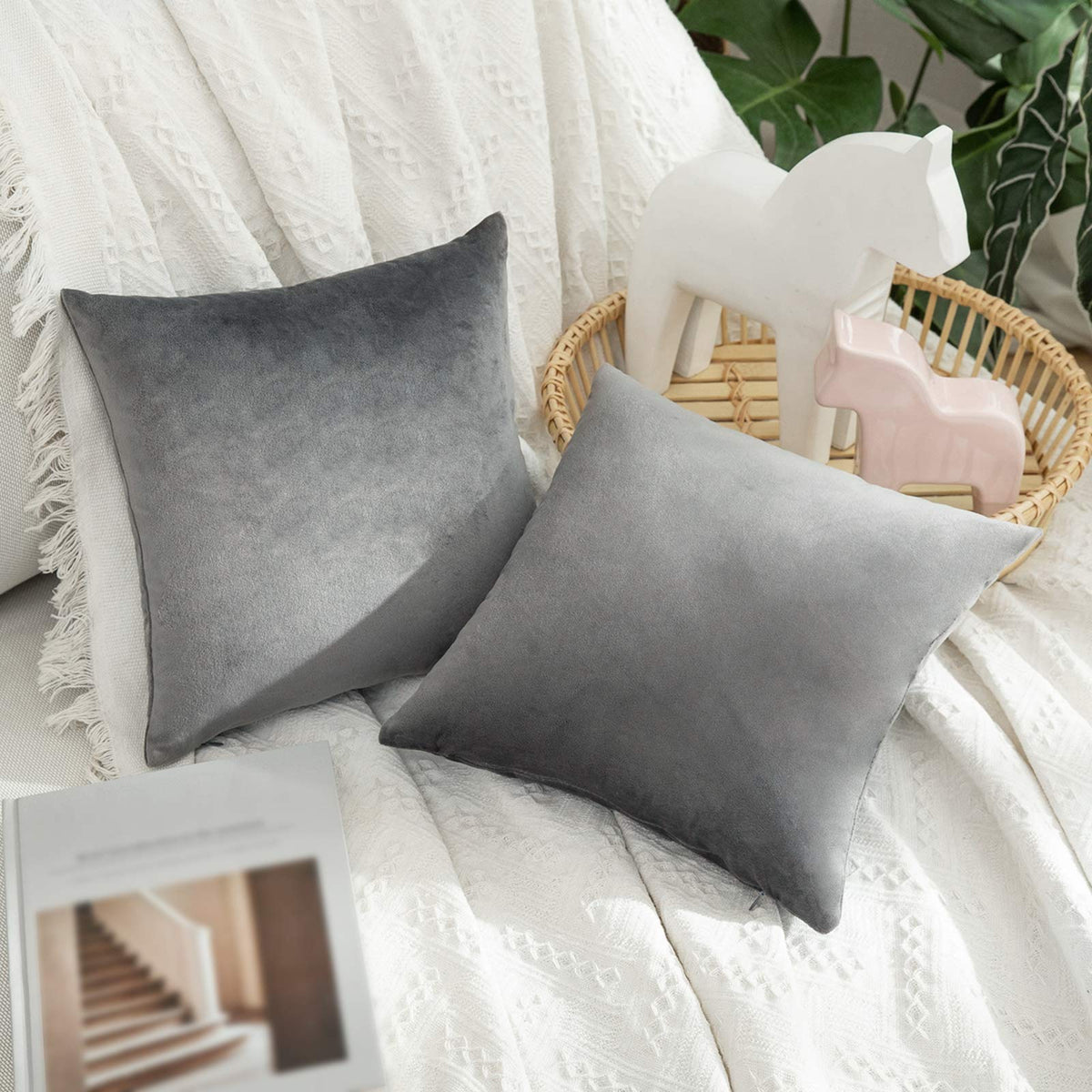 MIULEE Velvet Fall Throw Pillow Covers 20x20 Inch Pack of 2 Burnt Orange