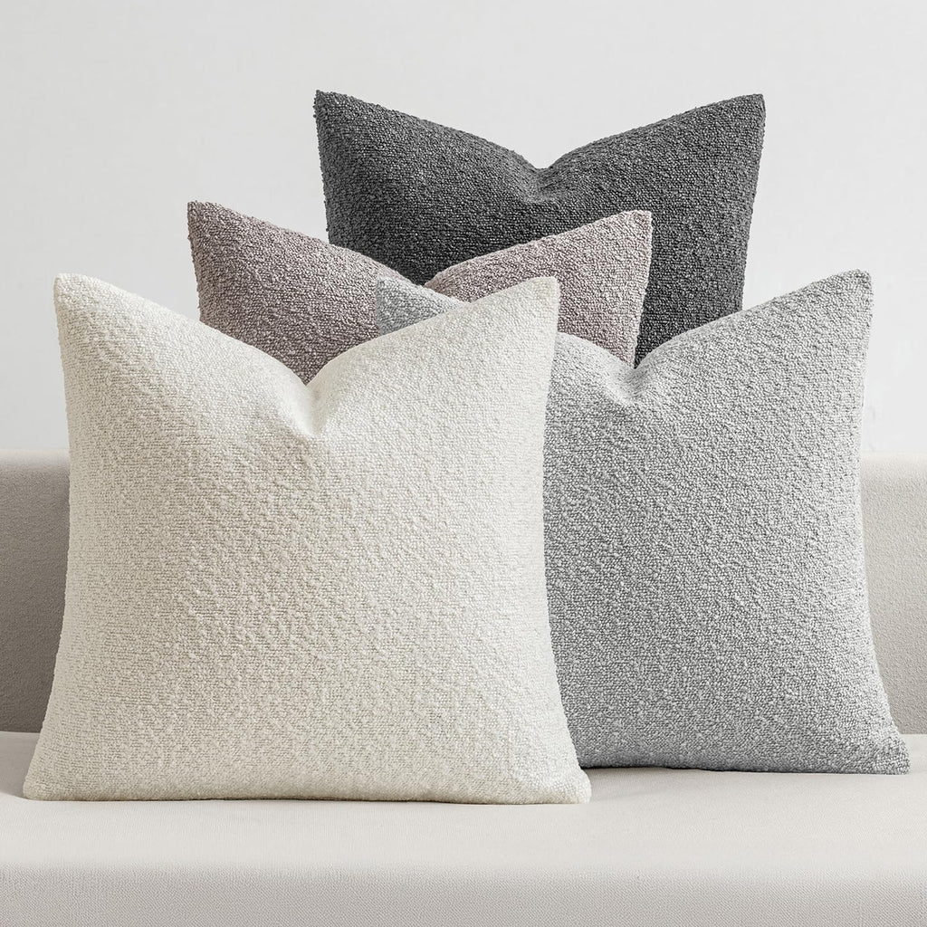 MIULEE Fall Decorative Boucle Throw Pillow Covers 18x18 Rustic Set of 4