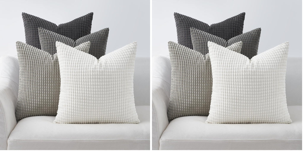 Topfinel Navy Throw Pillows Covers for Couch-18" x 18" Set of 4-Multi Marine/Dusty/Grey/Blue Combo-Fluffy Corduroy Kids Washable Decorative Cushion Case