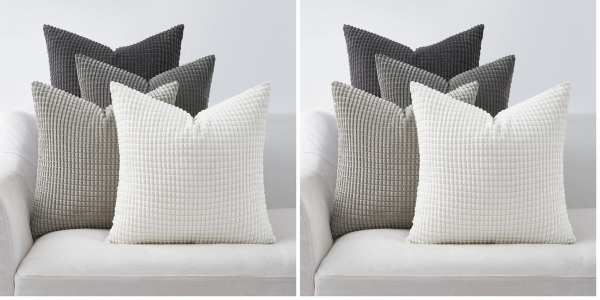 Topfinel Navy Throw Pillows Covers for Couch-18" x 18" Set of 4-Multi Marine/Dusty/Grey/Blue Combo-Fluffy Corduroy Kids Washable Decorative Cushion Case
