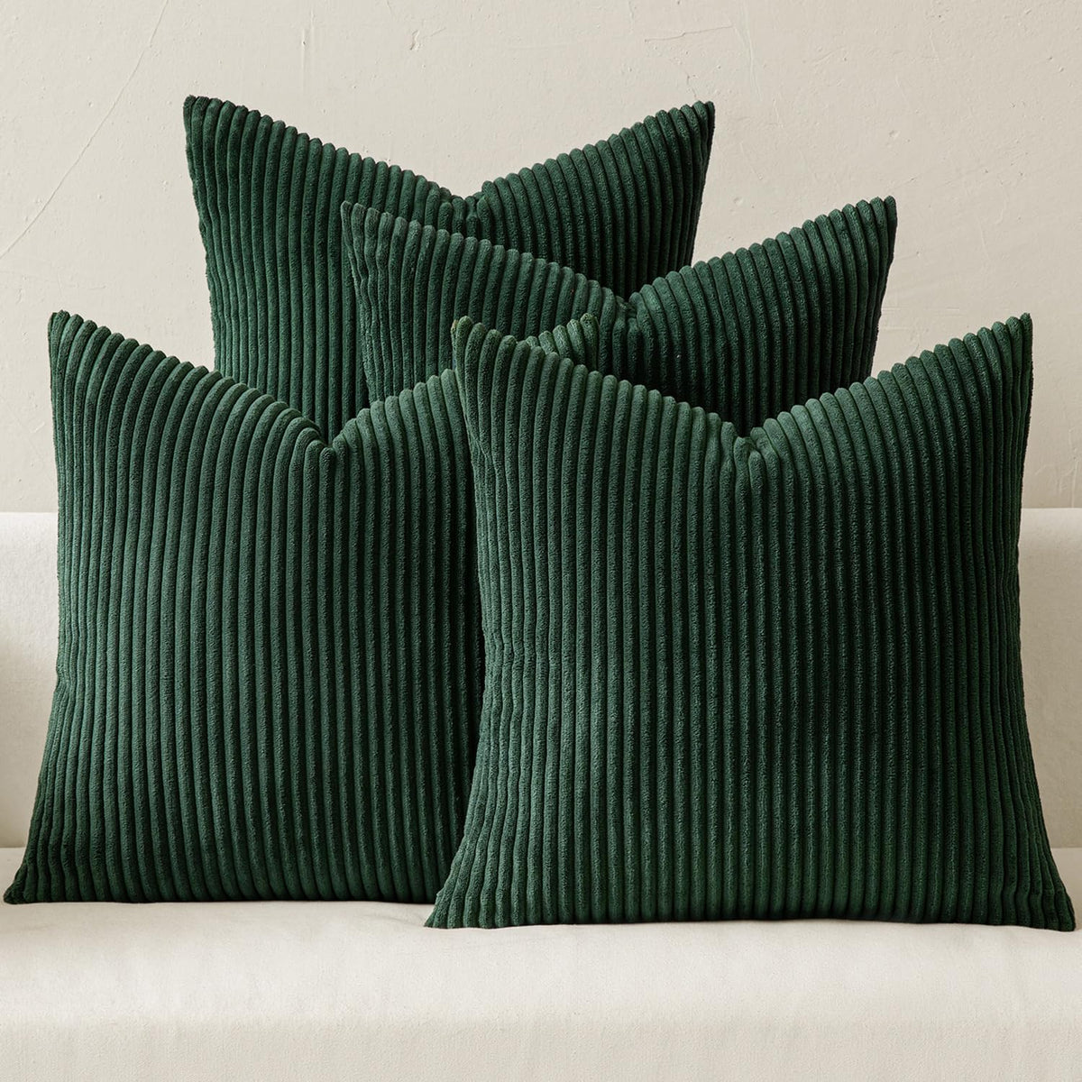 MIULEE Soft Corduroy Decorative Throw Pillow Covers Orange Teal 18x18
