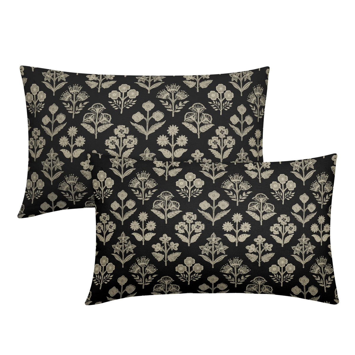 Blue Green Block Print Pillow Covers 18x18 Inch Set of 2, Vintage Floral Spring Decorative Throw Pillow Cases Boho Cushion Covers Rustic Decoration Gift Farmhouse Sofa Couch Bed Decor