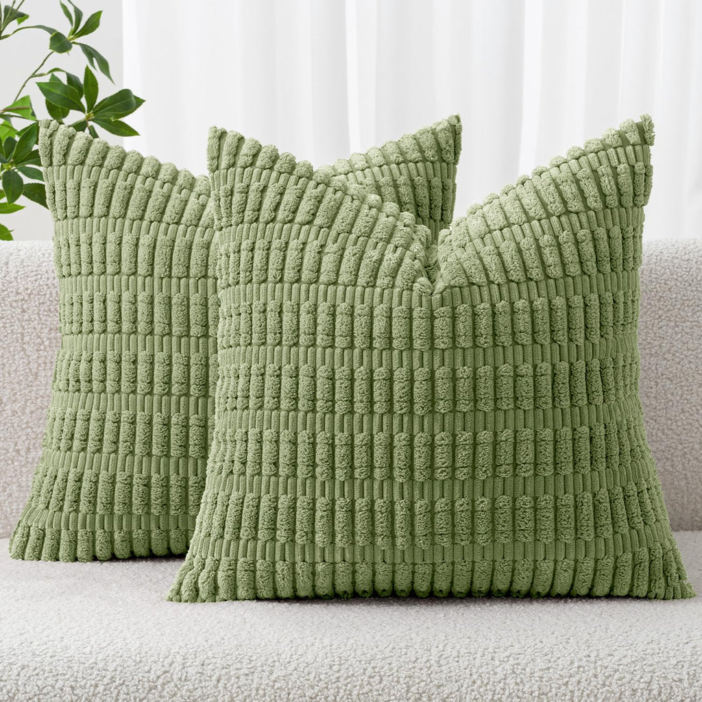 MIULEE Christmas Corduroy Decorative Throw Pillow Covers 18x18 Burgundy