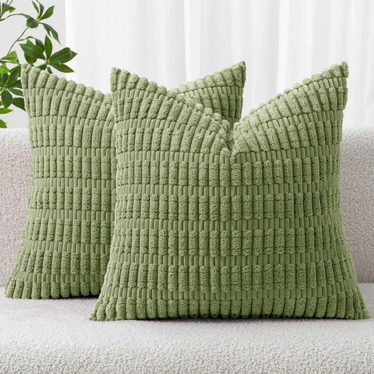 MIULEE Christmas Corduroy Decorative Throw Pillow Covers 18x18 Burgundy