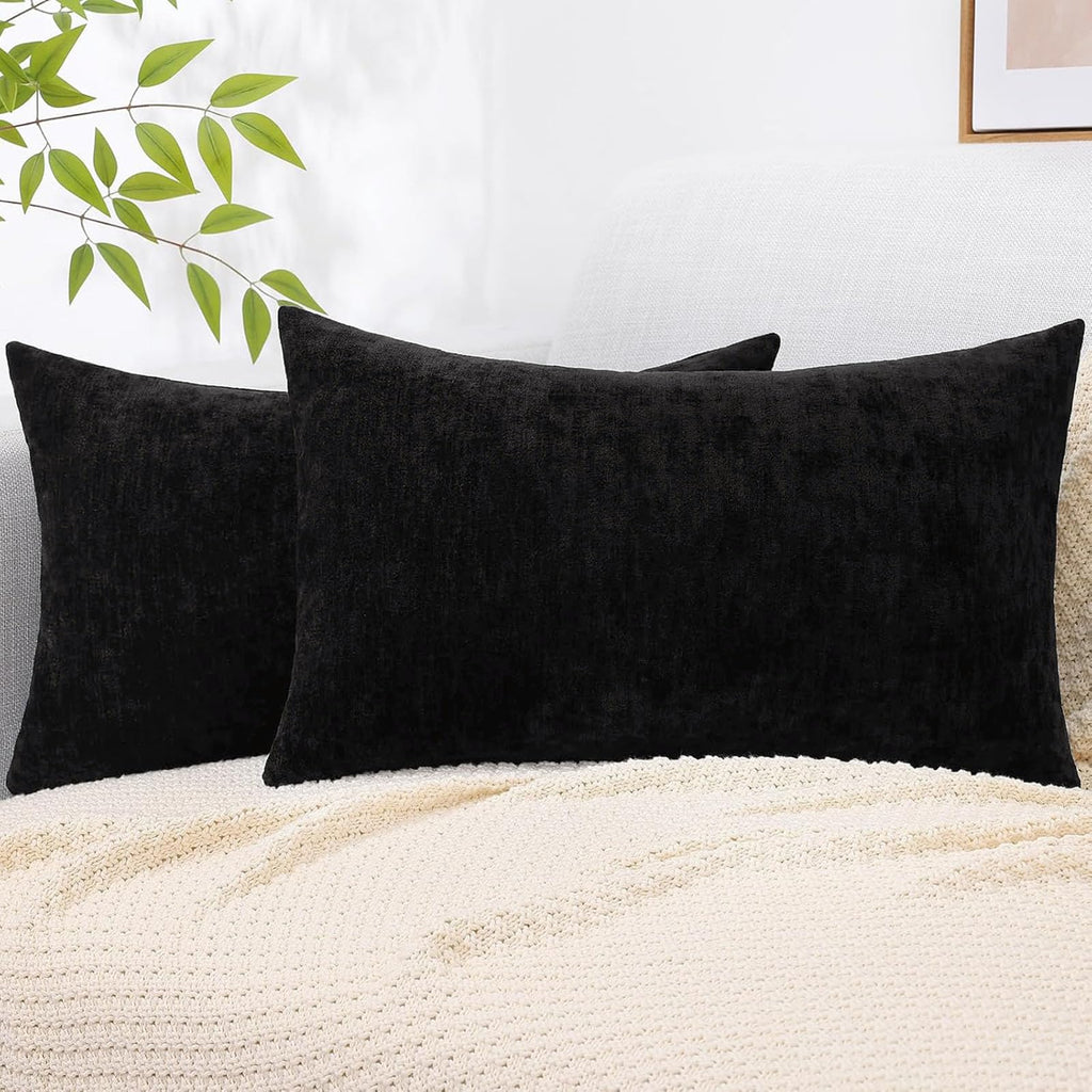 decorUhome Soft Chenille Moss Green Throw Pillow Covers 18X18 Set of 2