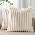 Pallene Faux Fur Decorative Throw Pillow Covers 18x18 Set of 2, Cream White