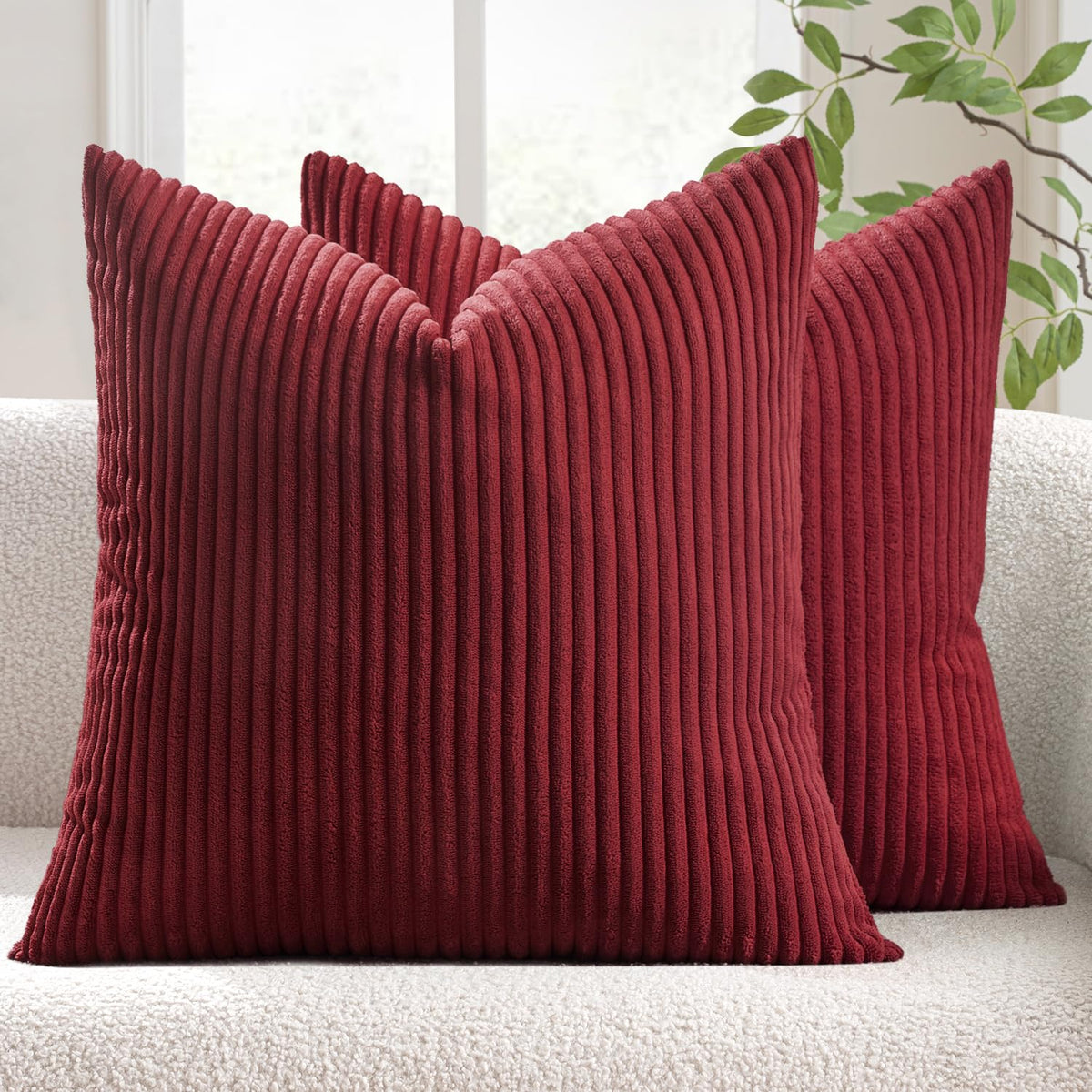 MIULEE Fall Decorative Corduroy Throw Pillow Covers Set of 2 20x20 Orange