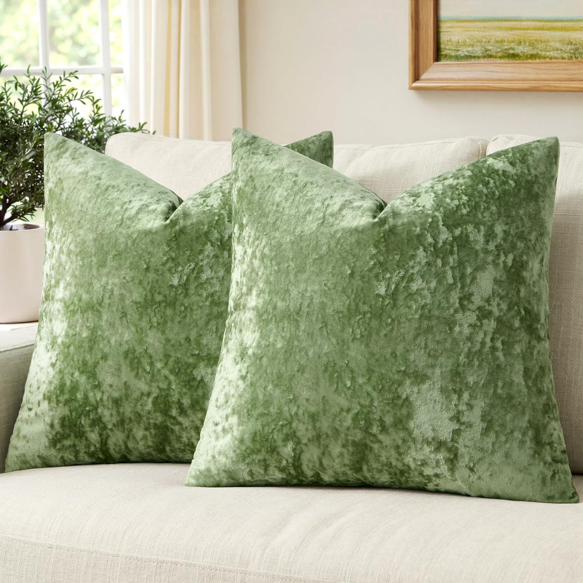 MIULEE Fall Velvet Throw Pillow Covers Burnt Orange 18x18 inch Set of 2