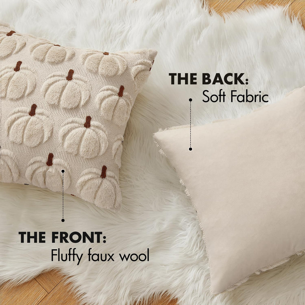 MIULEE Fall Pumpkin Pillow Covers Fall Decor Beige Brown Stem 18x18