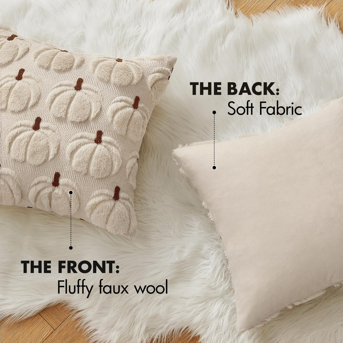 MIULEE Fall Pumpkin Pillow Covers Fall Decor Beige Brown Stem 18x18