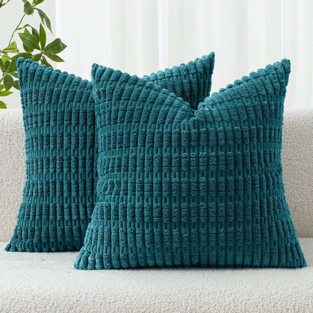 MIULEE Fall Corduroy Decorative Throw Pillow Covers 18x18 Rust Pack of 2