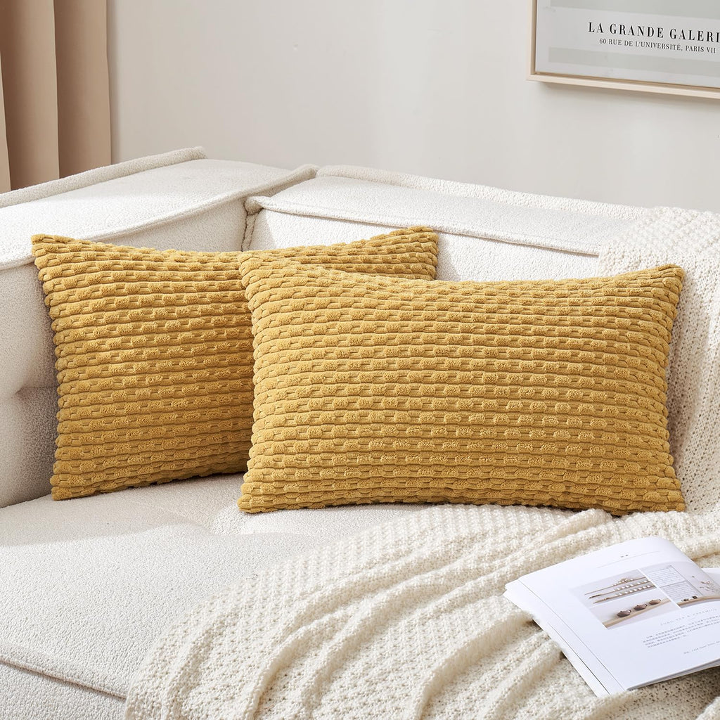 MIULEE Decorative Throw Pillow Covers 18x18 Sage Green Textured Corduroy