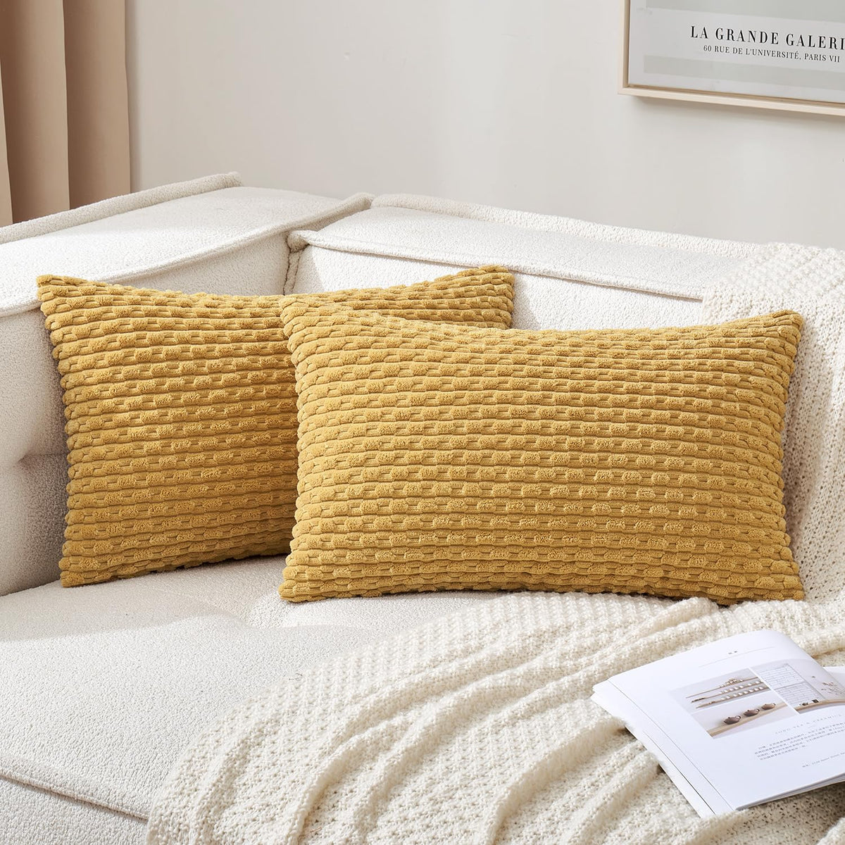 MIULEE Decorative Throw Pillow Covers 18x18 Sage Green Textured Corduroy