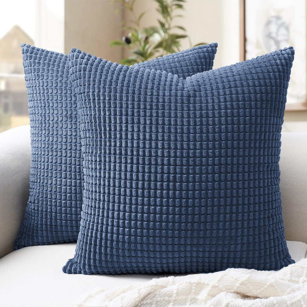 Softalker Corduroy Decorative Throw Pillow Covers 18x18, Set of 2, Beige