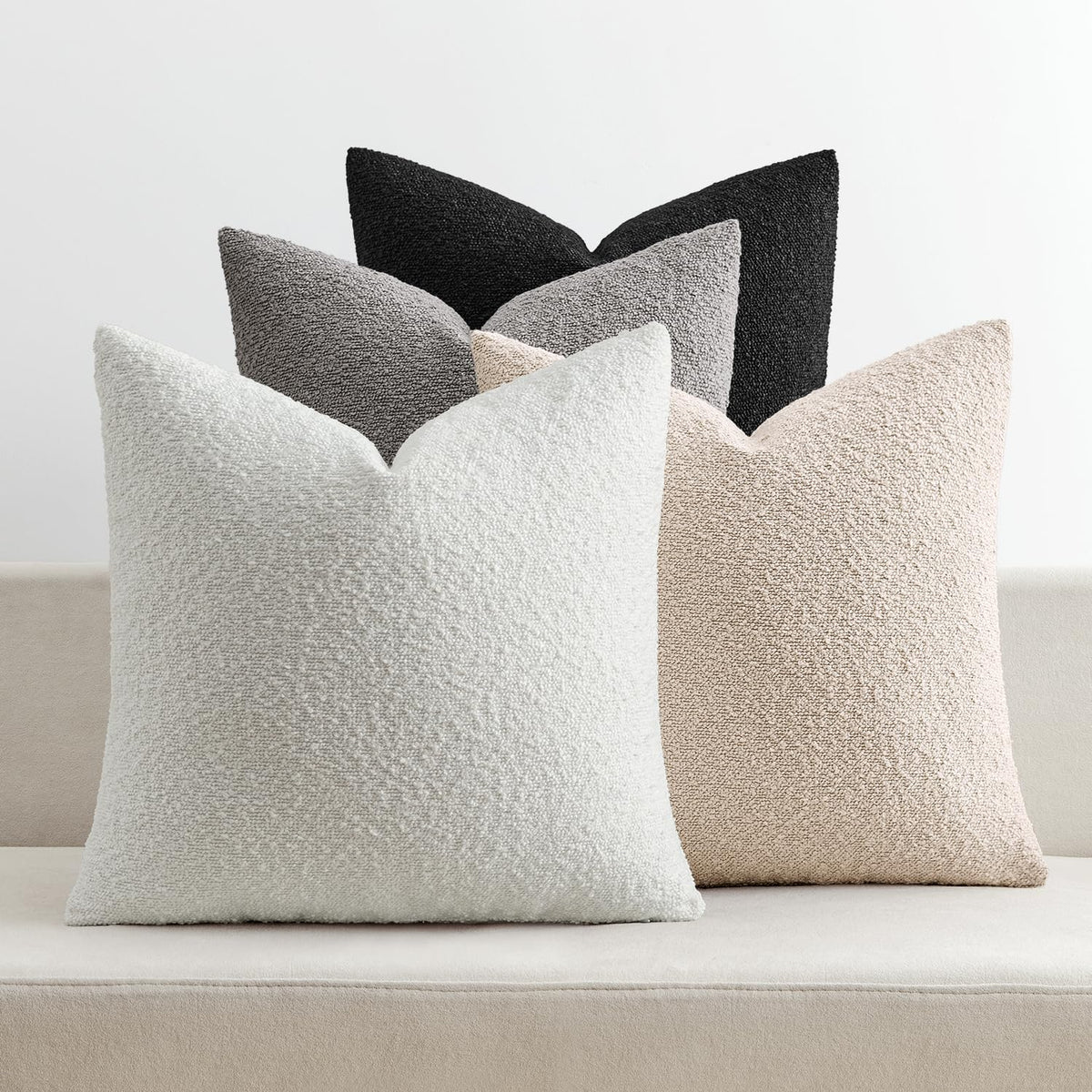 MIULEE Fall Decorative Boucle Throw Pillow Covers 18x18 Rustic Set of 4