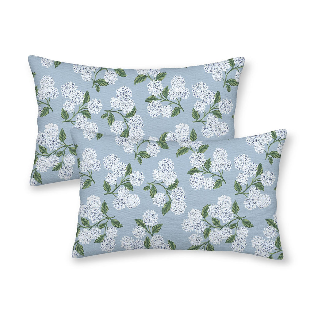 Floral Outdoor Pillow Covers 18x18 Inch Set of 2 Blue Green