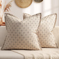 ZWJD Fall Pillow Covers 20x20 Set of 2 Soft Polyester Textured Rust Pillow Covers with Stylish Flange Edge Cozy Farmhouse Throw Pillows for Couch Bed Sofa Living Room Fall Decor