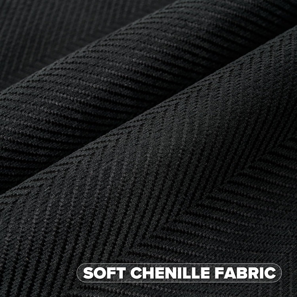 FUTEI Pack of 2 Chenille Throw Pillow Covers 18x18 Inch, Black