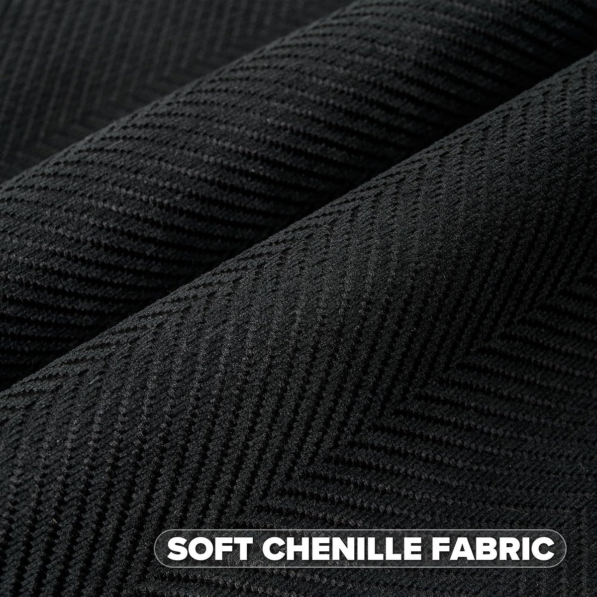 FUTEI Pack of 2 Chenille Throw Pillow Covers 18x18 Inch, Black