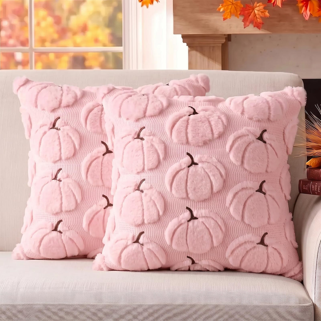 Fall Pillow Covers Pumpkin Fall Decor 18x18 Set of 2 Beige