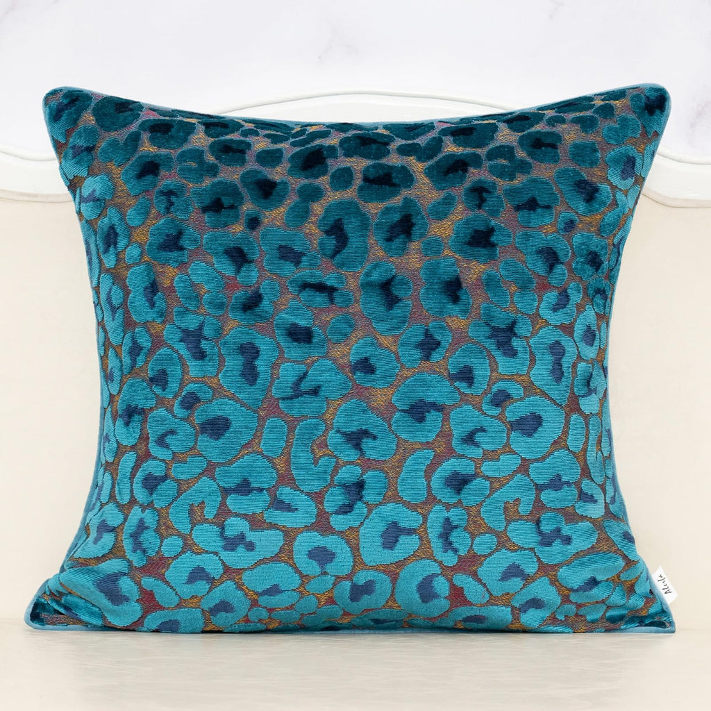 Alerfa Green Brown Floral Throw Pillow Cover 18 x 18 Inch Cut Velvet Sqaure Luxury Decorative Pillow Cover for Couch Living Room Bedroom