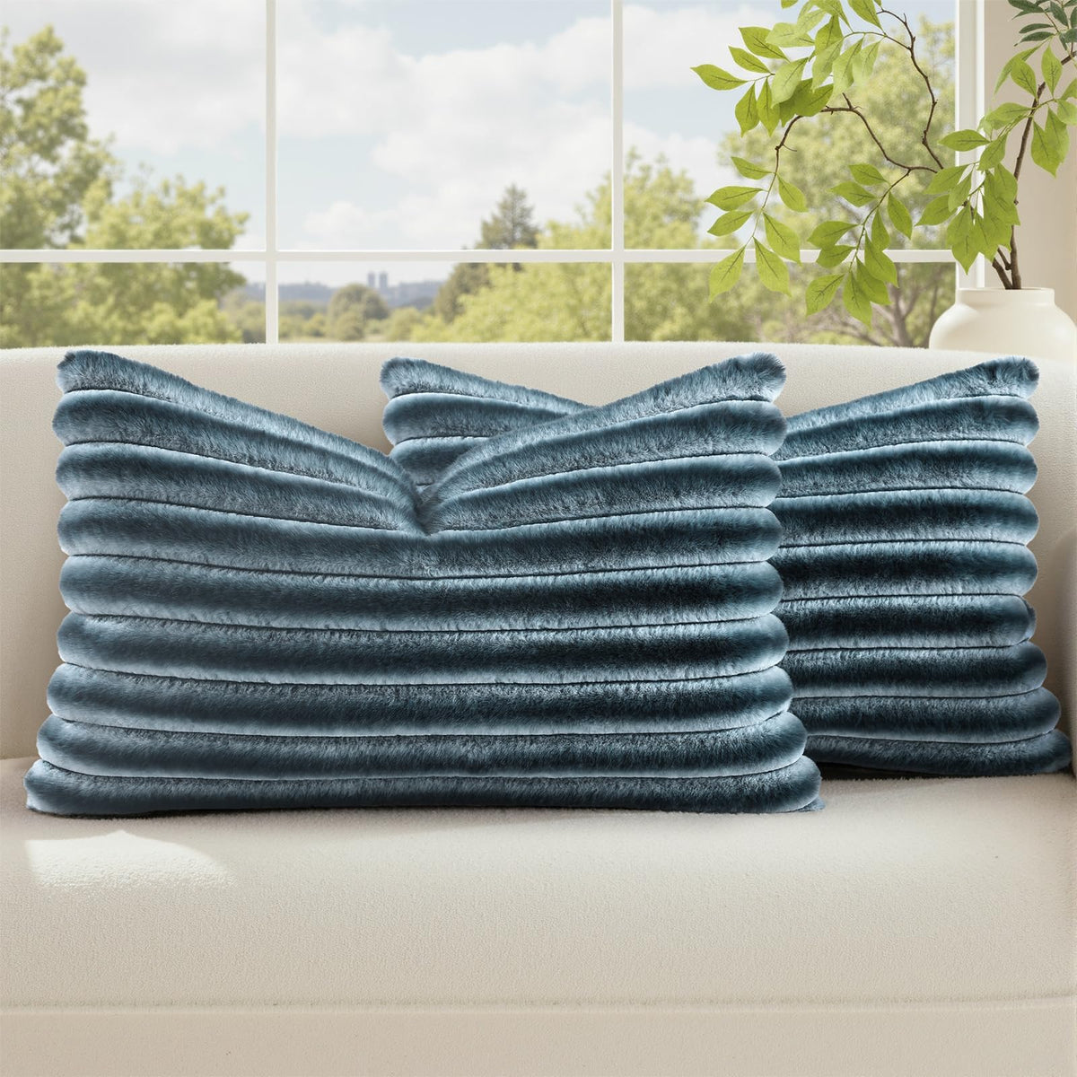 decorUhome Fall Faux Fur Throw Pillow Covers 18x18 Set of 2 Rust