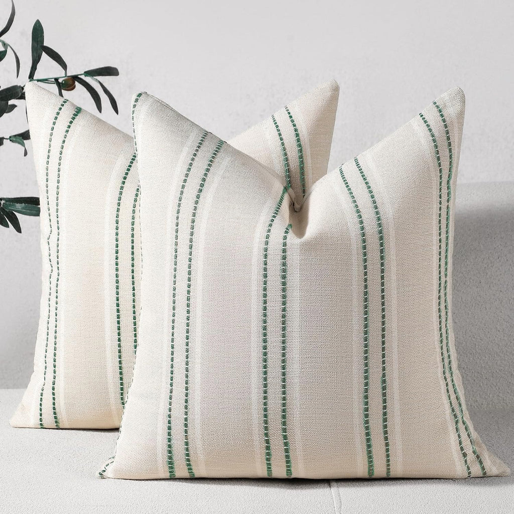 Hckot Decorative Throw Pillow Covers 20x20 Set of 2 Striped Pillow Covers