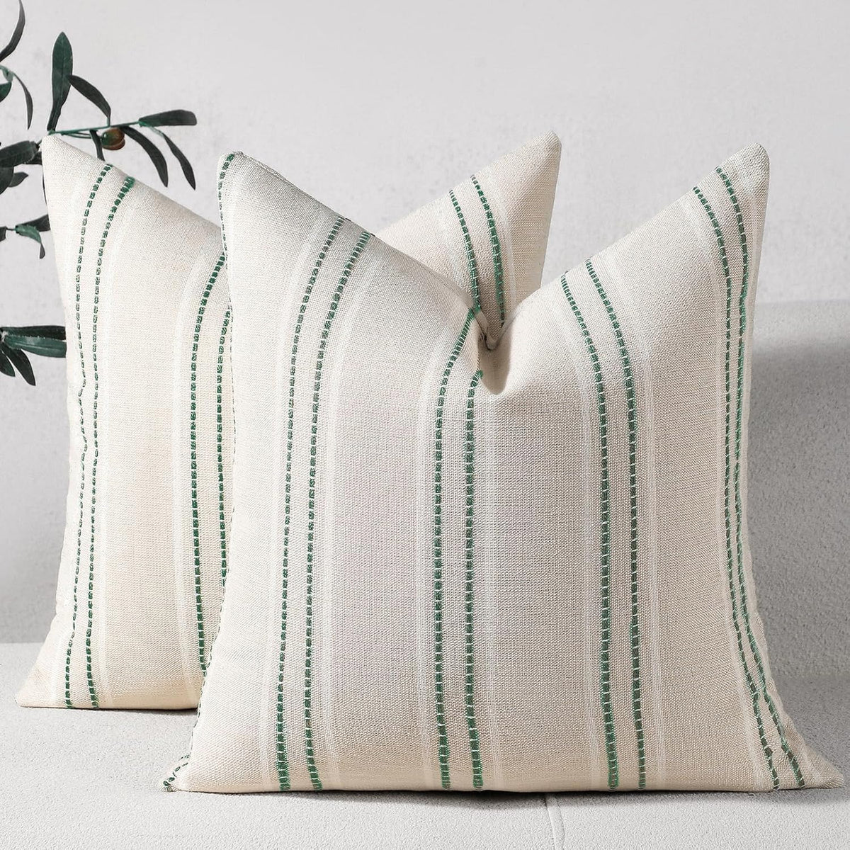Hckot Decorative Throw Pillow Covers 20x20 Set of 2 Striped Pillow Covers