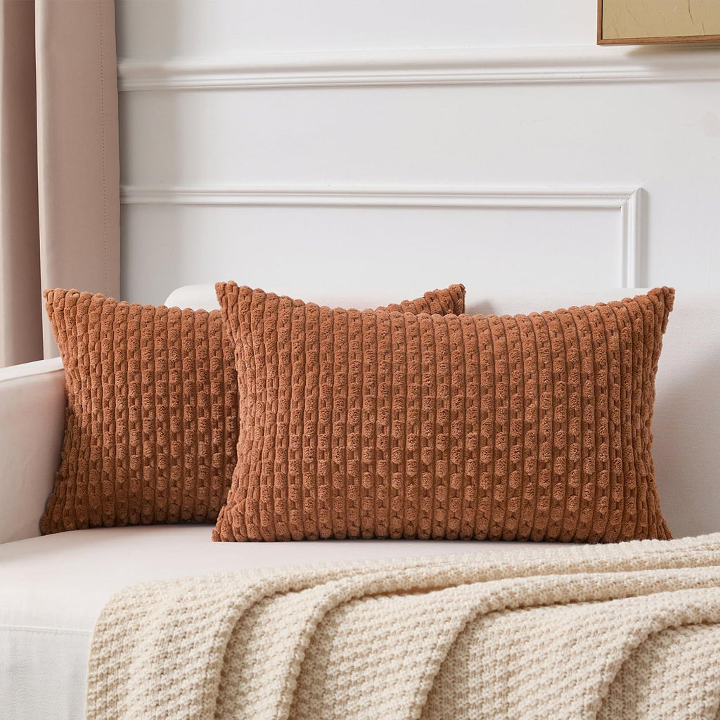 Kevin Textile Soft Corduroy 18x18 Inch Pillow Covers 2 Pack, Sage Green