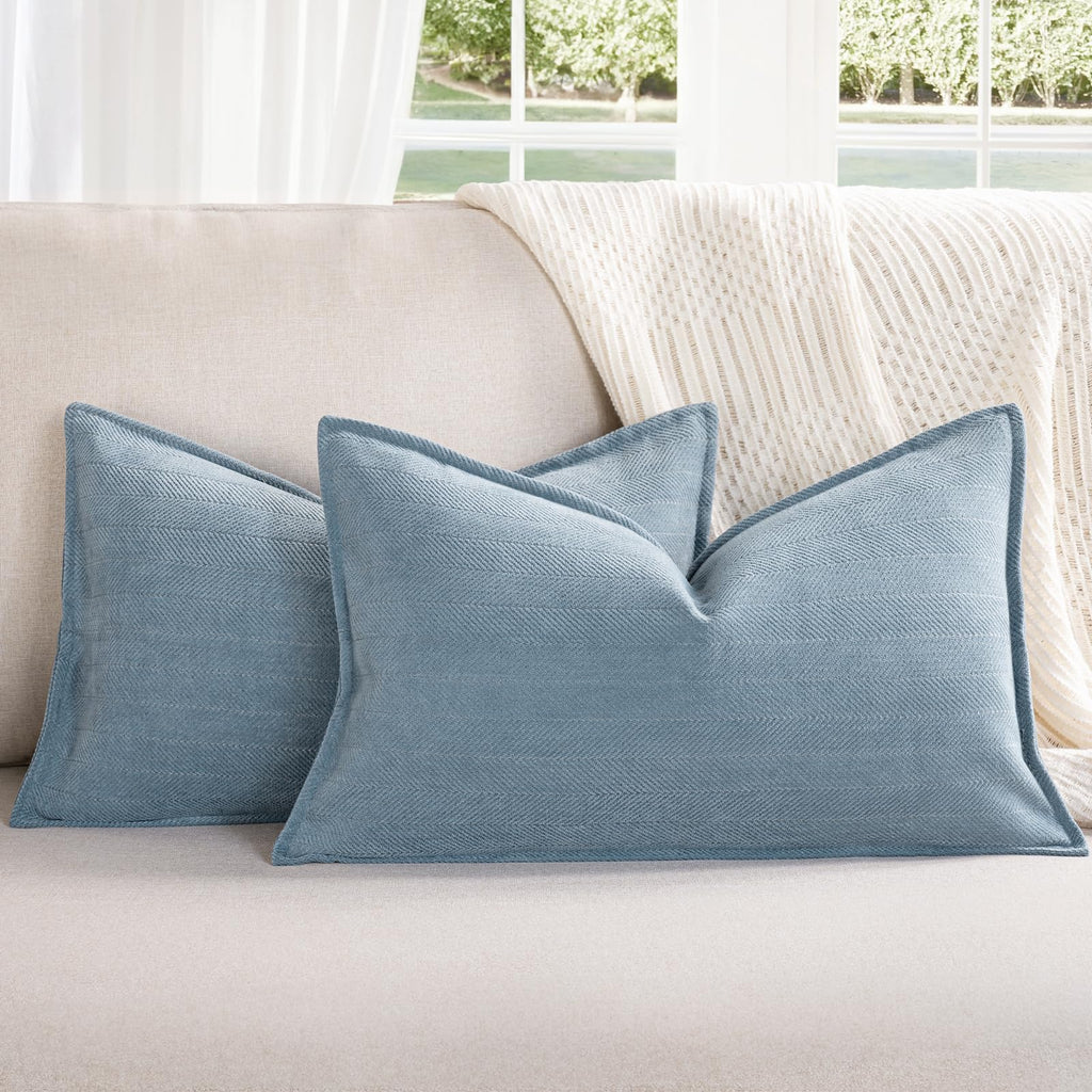 ZWJD Beige Pillow Covers 20x20 Set of 2 Chenille Throw Pillow Covers with Elegant Design Soft and Luxurious Decorative Throw Pillows for Couch, Bed, and Home Decor