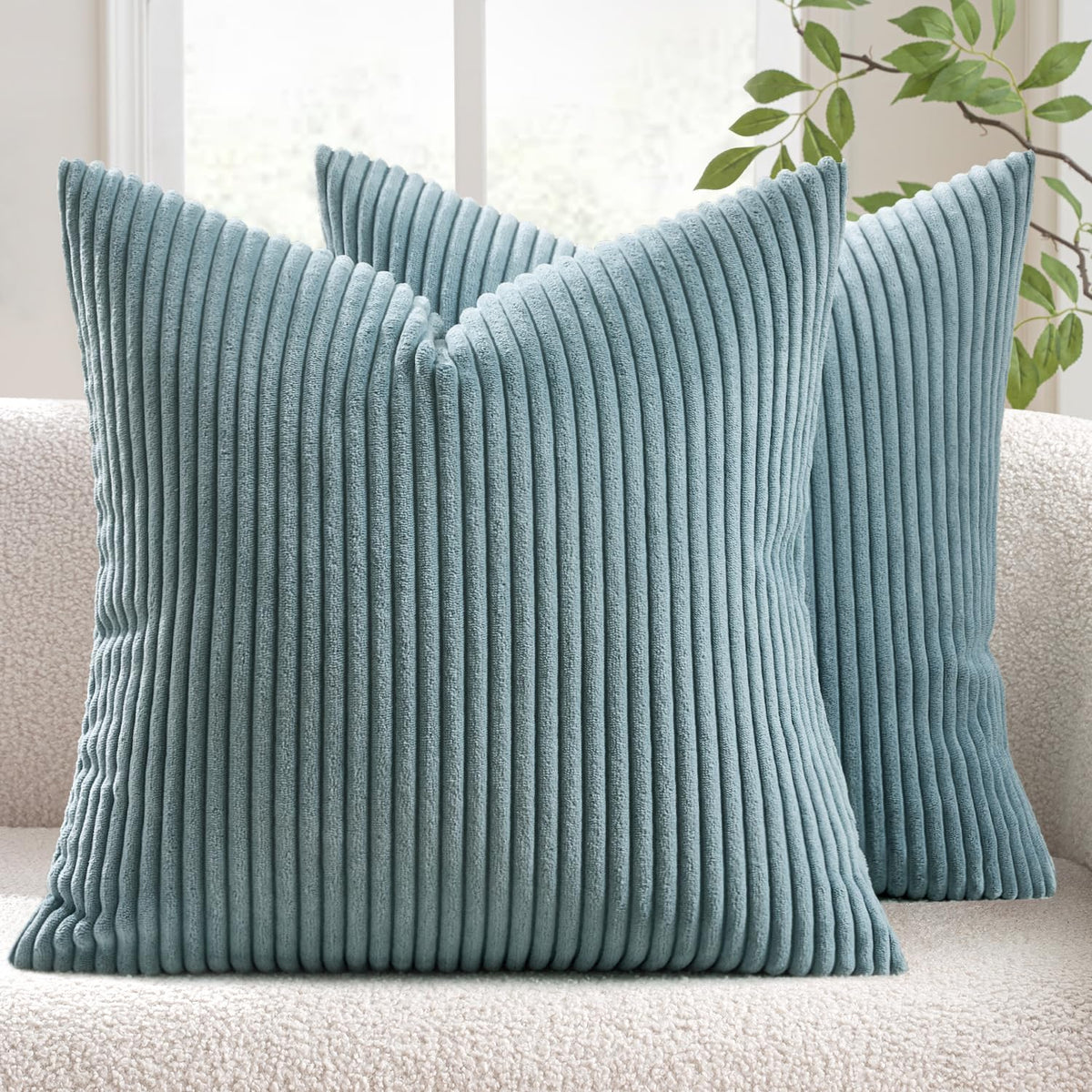 MIULEE Fall Decorative Corduroy Throw Pillow Covers Set of 2 20x20 Orange