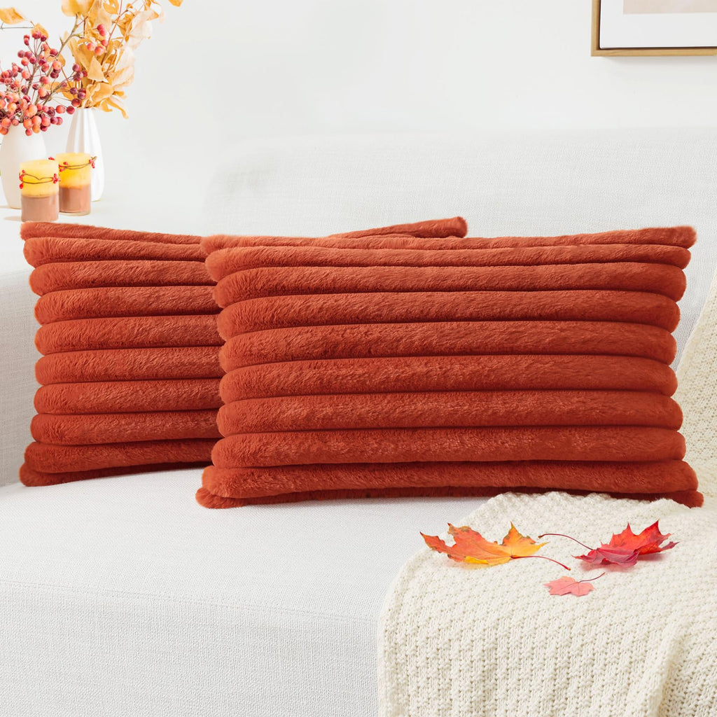 Pallene Faux Fur Decorative Throw Pillow Covers 18x18 Set of 2, Cream White