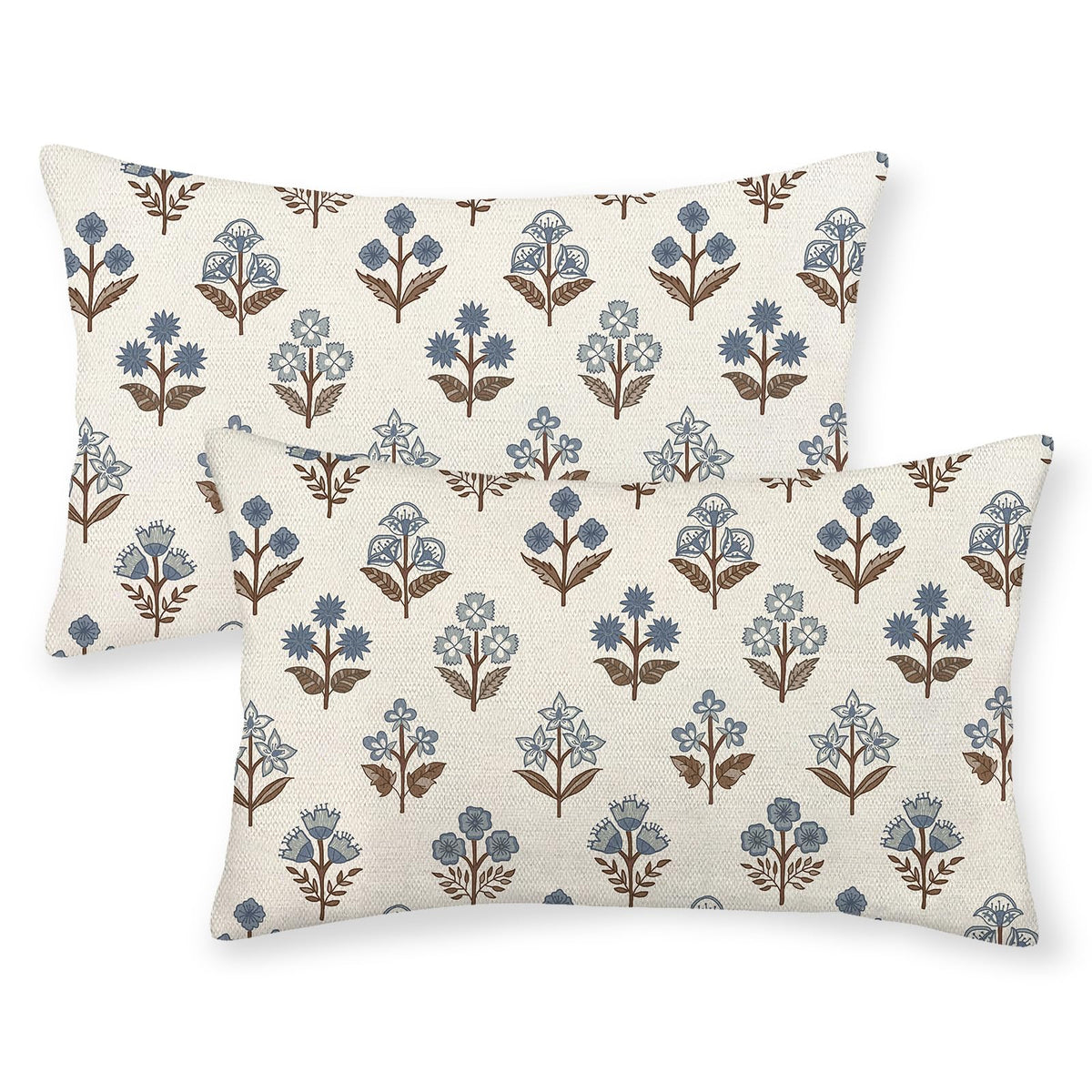 Chinoiserie Pillow Covers 18x18 Set of 2 Blue Green Bird Floral Throw Pillows Vintage Blue Flowers Decorations Outdoor Pillowcase Chinoiserie Decor Farmhouse Linen Cushion Case for Couch Home