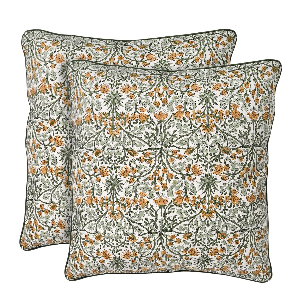 Ridhi Block Print Columbia Blue Pillow Cover 18" x 18" (Pack of 2) Decorative Couch Pillows for Living Room, Chic Boho Cute Outdoor Pillows Covers Gifts for Spring, Easter and Valentine