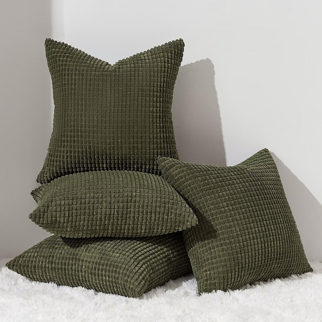 Topfinel Navy Throw Pillows Covers for Couch-18" x 18" Set of 4-Multi Marine/Dusty/Grey/Blue Combo-Fluffy Corduroy Kids Washable Decorative Cushion Case