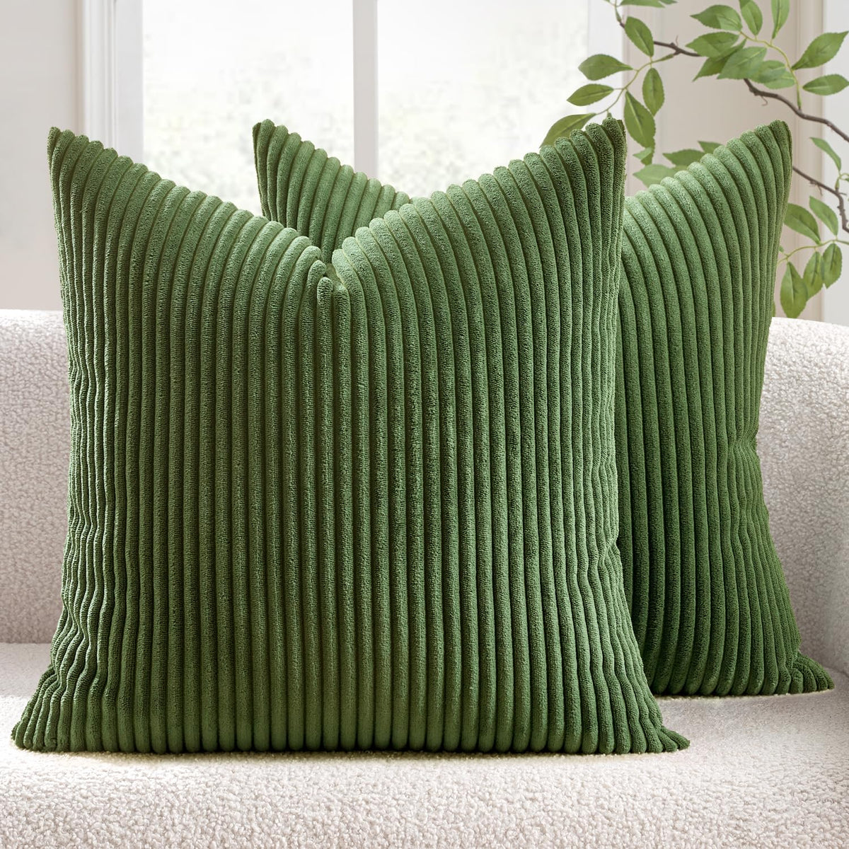 MIULEE Fall Decorative Corduroy Throw Pillow Covers Set of 2 20x20 Orange