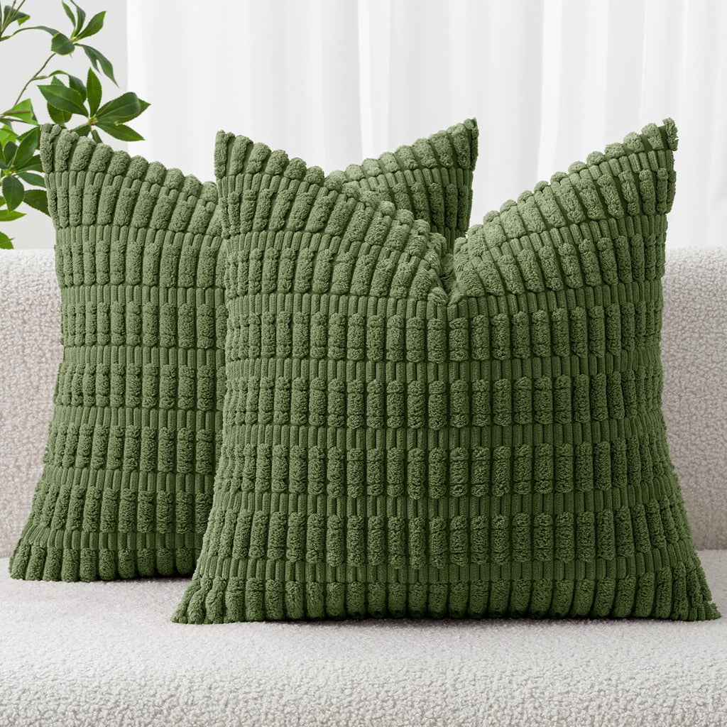 MIULEE Christmas Corduroy Decorative Throw Pillow Covers 18x18 Burgundy