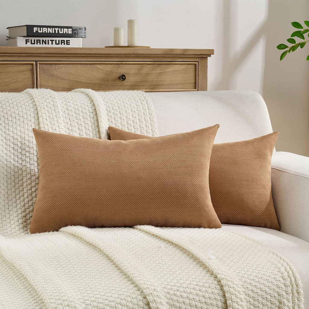 FUTEI Pack of 2 Chenille Throw Pillow Covers 18x18 Inch, Black