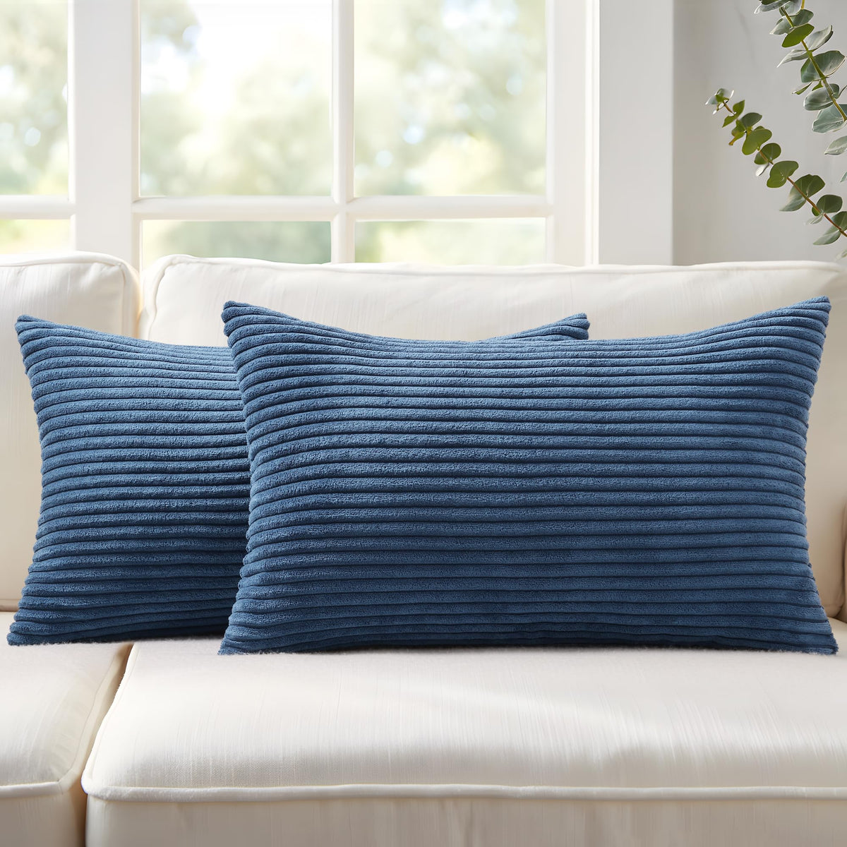 Mecatny Corduroy Fall Decorative Throw Pillow Covers 18x18 Set of 2 Khaki