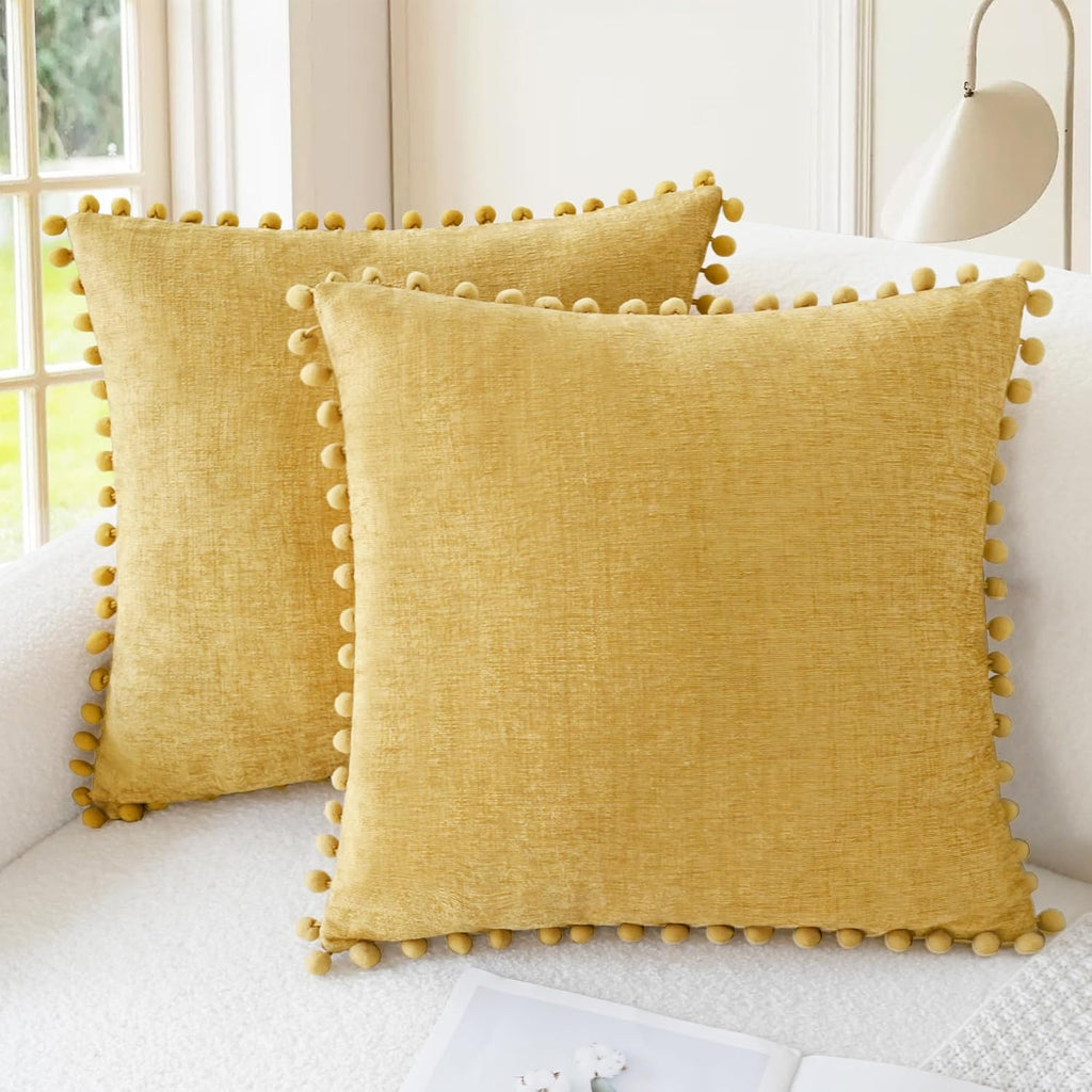 CaliTime Decorative Couch Throw Pillow Covers 18 X 18 Inches Gold
