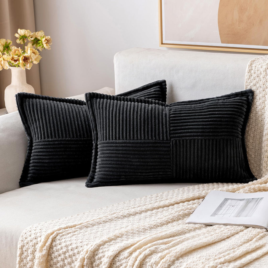 MIULEE Decorative Throw Pillow Covers for Couch 18x18 Inch Beige 2 Pack