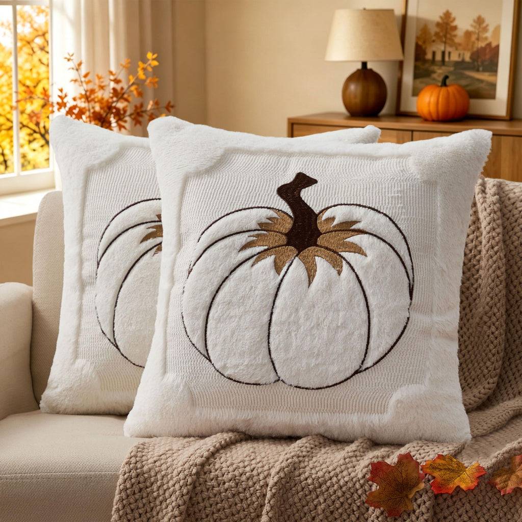 Allorry Fall Pillow Covers 18x18 2 Pack Beige Pumpkin Home Decor PT010A18