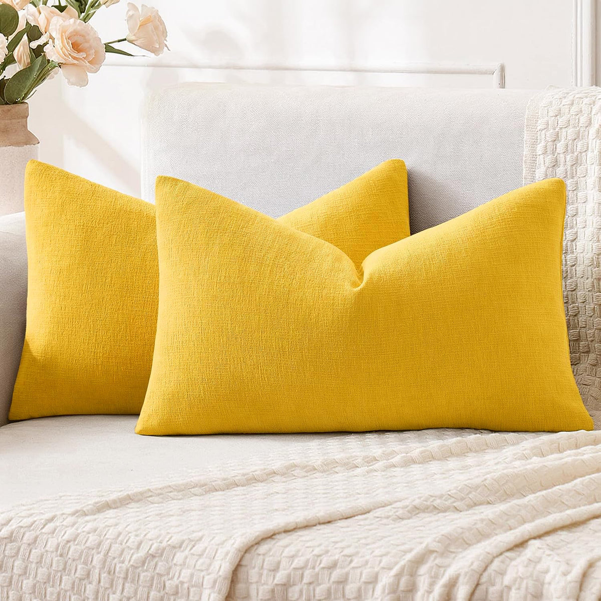 MIULEE Olive Green Chenille Couch Throw Pillow Covers, 18x18